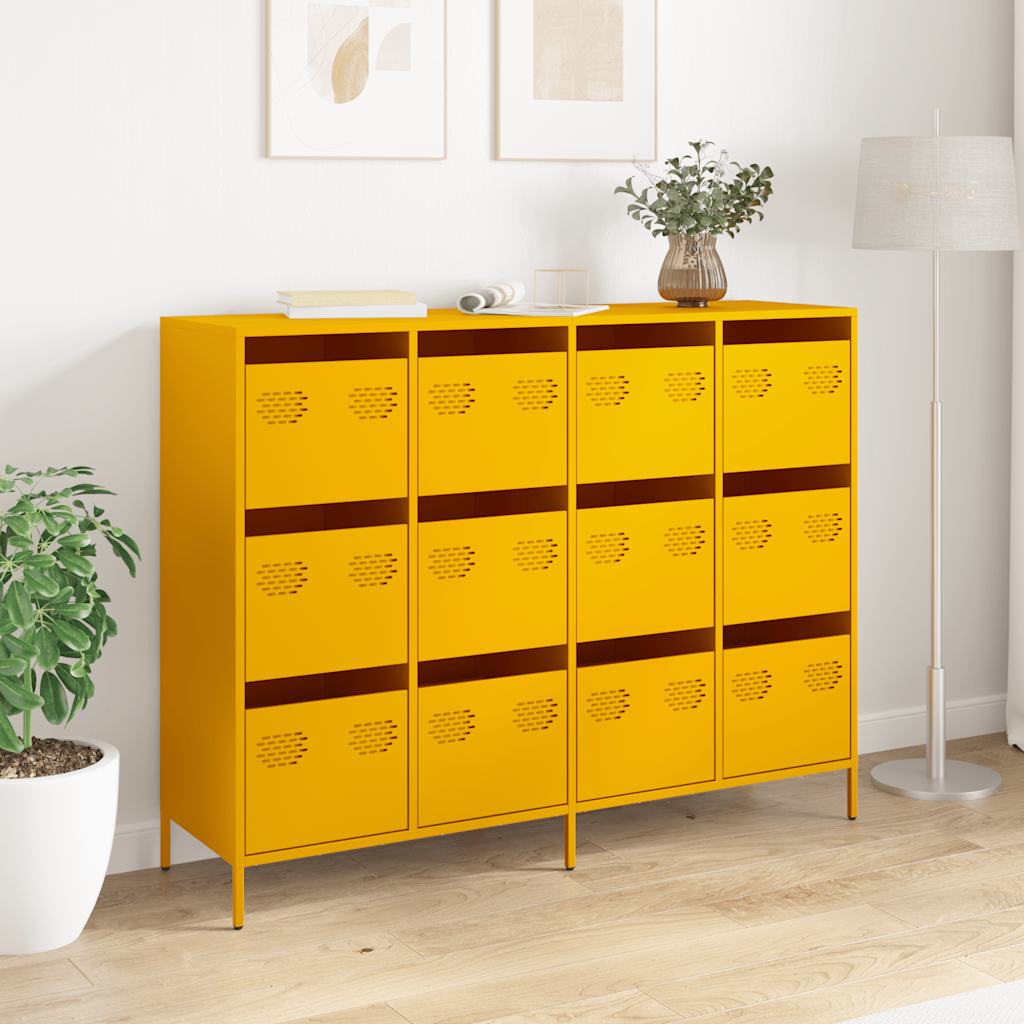Sideboard Mustard Yellow 135x39x103.5 cm Cold-rolled Steel